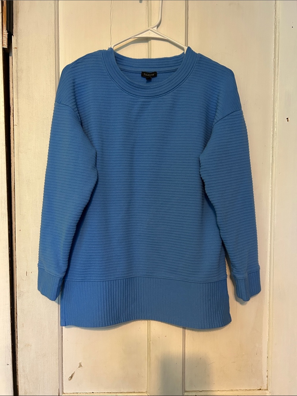 Talbots Bright Blue Ribbed Crewneck Sweater